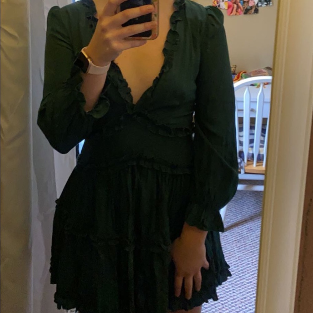 Red Dress- love is automatic hunter green dress